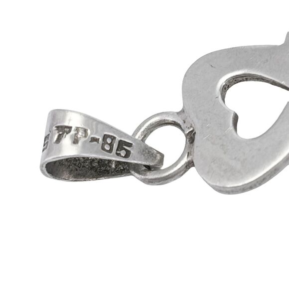 Southwest Mexico Taxco TP-85 Sterling Silver 925 Heart Cutout Cross Pendant - Picture 4 of 8